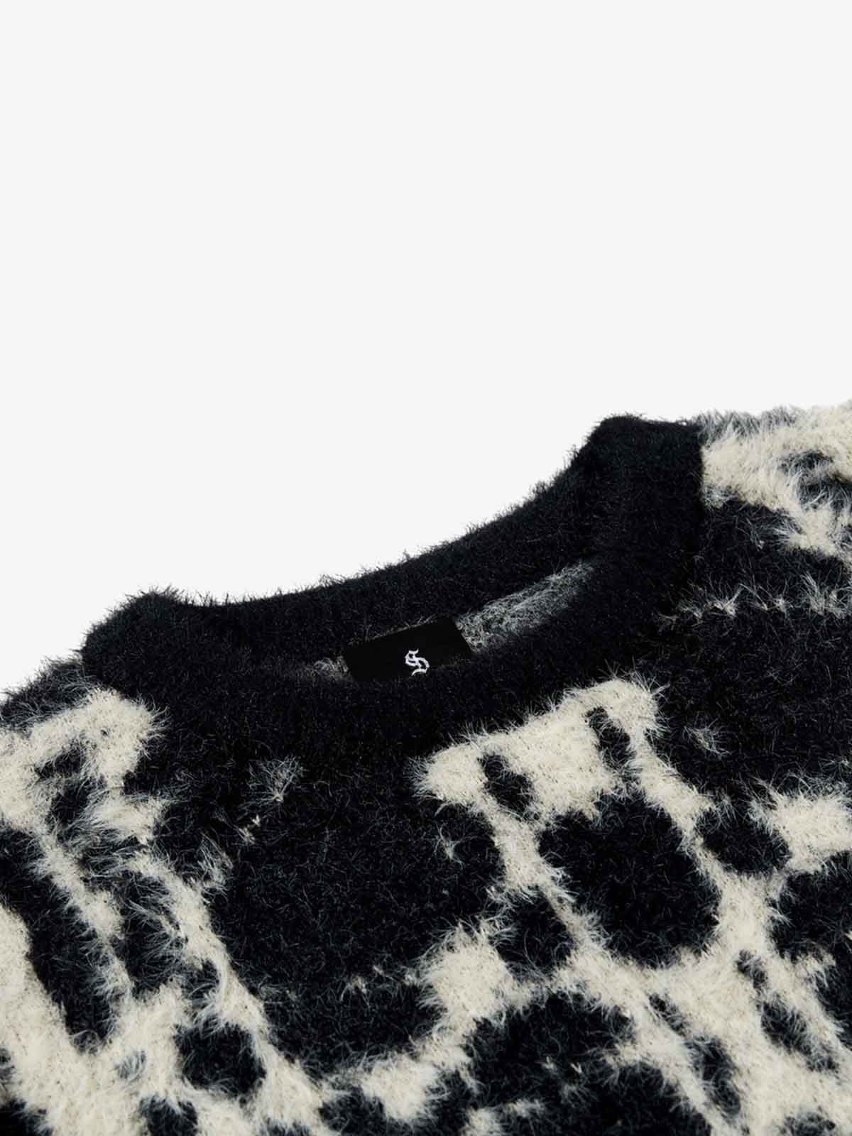 Abstract Ink Print Knit Sweater