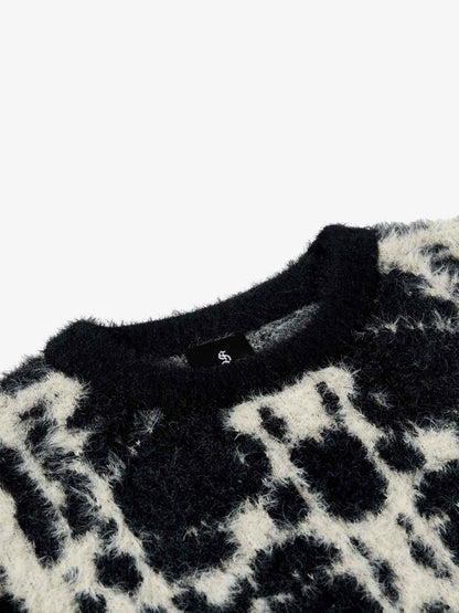 Abstract Ink Print Knit Sweater