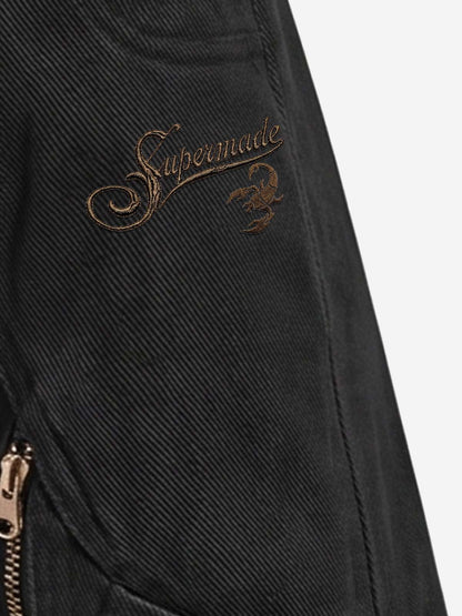 Logo Embroidered Multi-Pocket Flared Pants