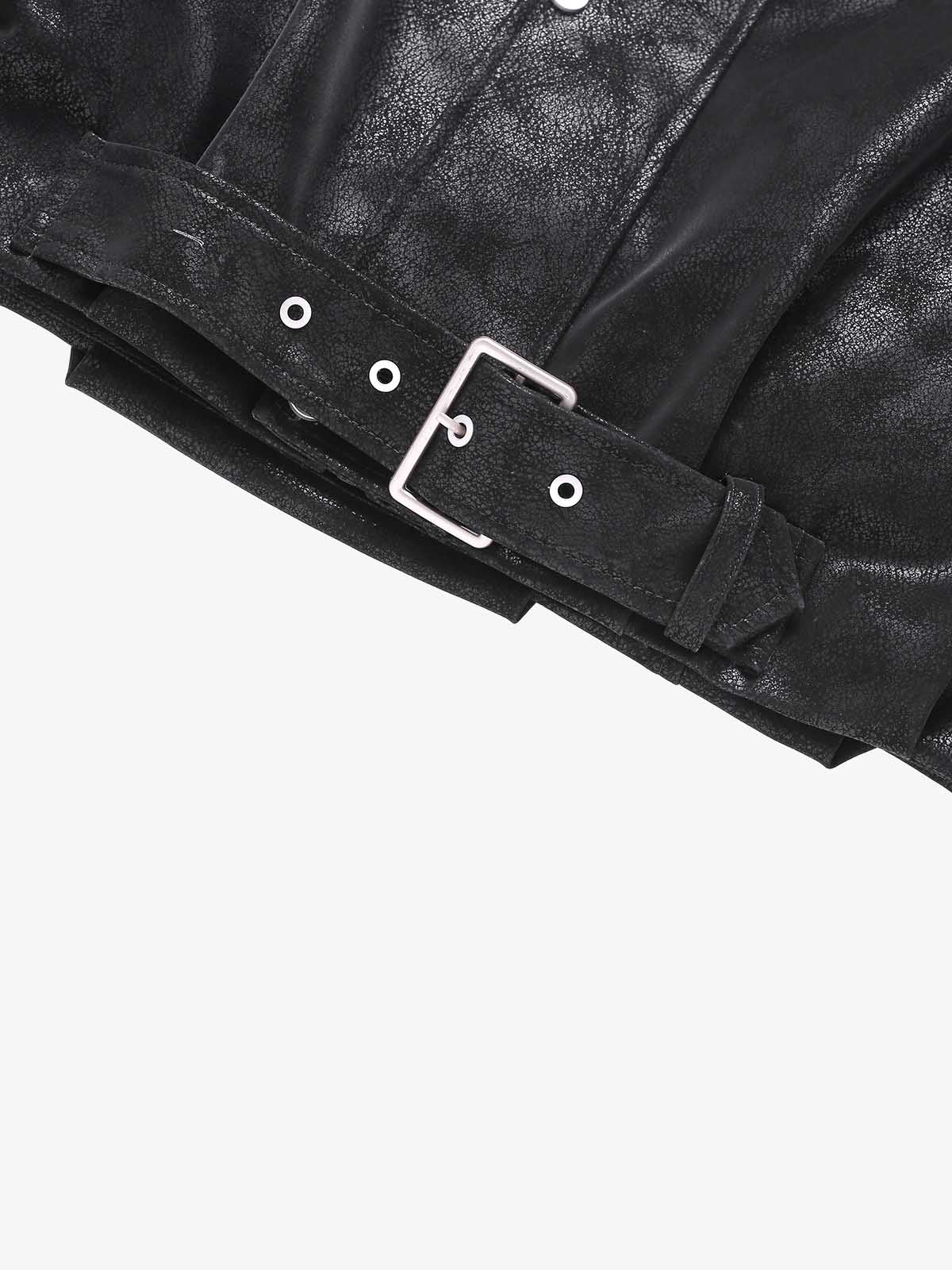 Faux Shearling PU Leather Padded Jacket