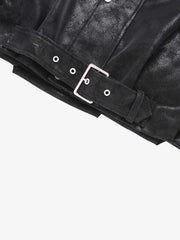 Faux Shearling PU Leather Padded Jacket