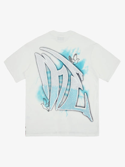 Retro Street Peace Dove Angel Rhinestone T-Shirt 