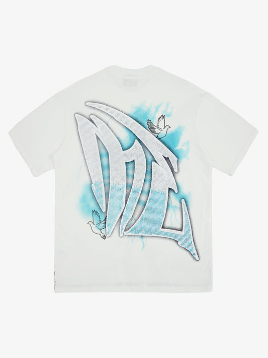 Retro Street Peace Dove Angel Rhinestone T-Shirt 