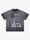 Vintage Gradient Spray Letter Print T-shirt 