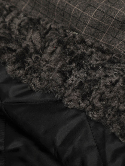 Plaid Bomber Jacket with Faux Fur Collar - Perfect for Casual Winter Wear 