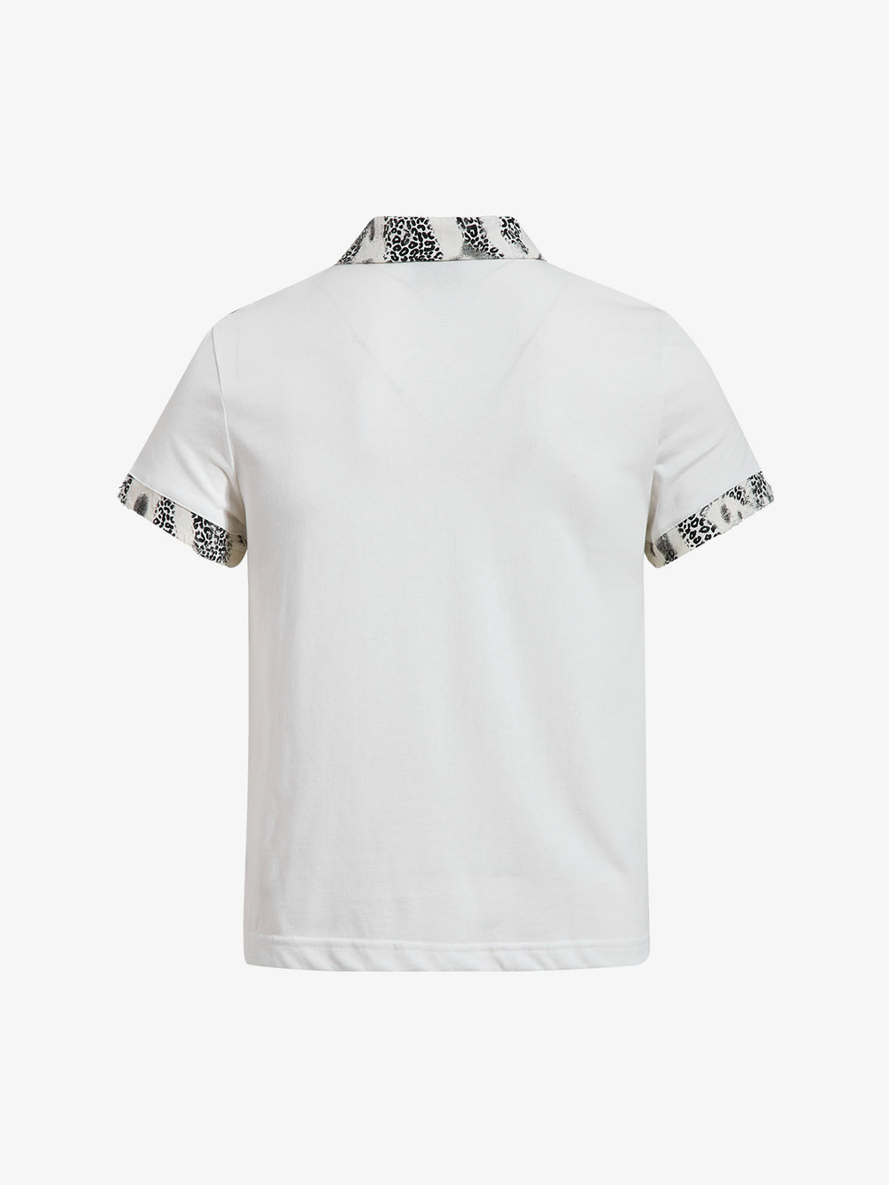 Poloshirt aus Baumwolle mit Kragen und Bündchen im Leopardenmuster