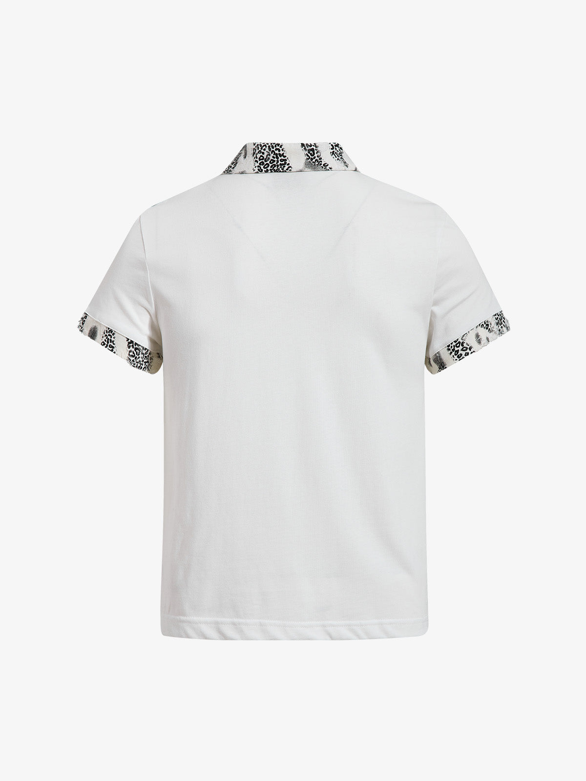 Poloshirt aus Baumwolle mit Kragen und Bündchen im Leopardenmuster
