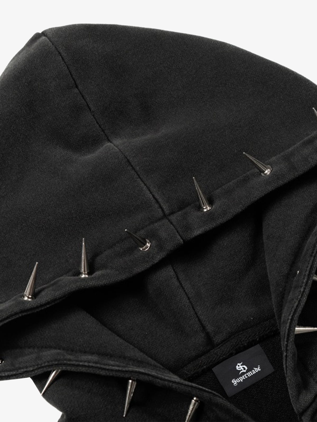 Spike Stud Detail Zip Up Hoodie 