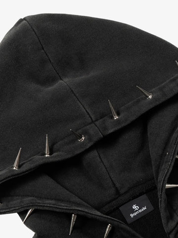 Spike Stud Detail Zip Up Hoodie 
