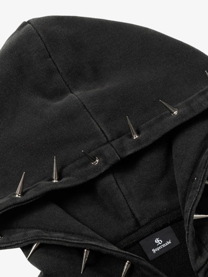 Spike Stud Detail Zip Up Hoodie 