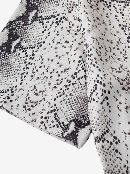 Thesupermade Street Snake Print Short-sleeved Floral Shirt 