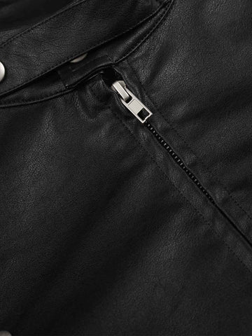 Studded Button Leather Jacket