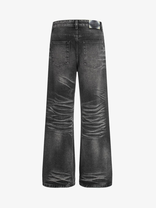 3D Whiskered Flared Jeans