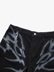 Thorn Butterfly Graphic Dark Denim Jeans; Black / M, Black / L, Black / XL