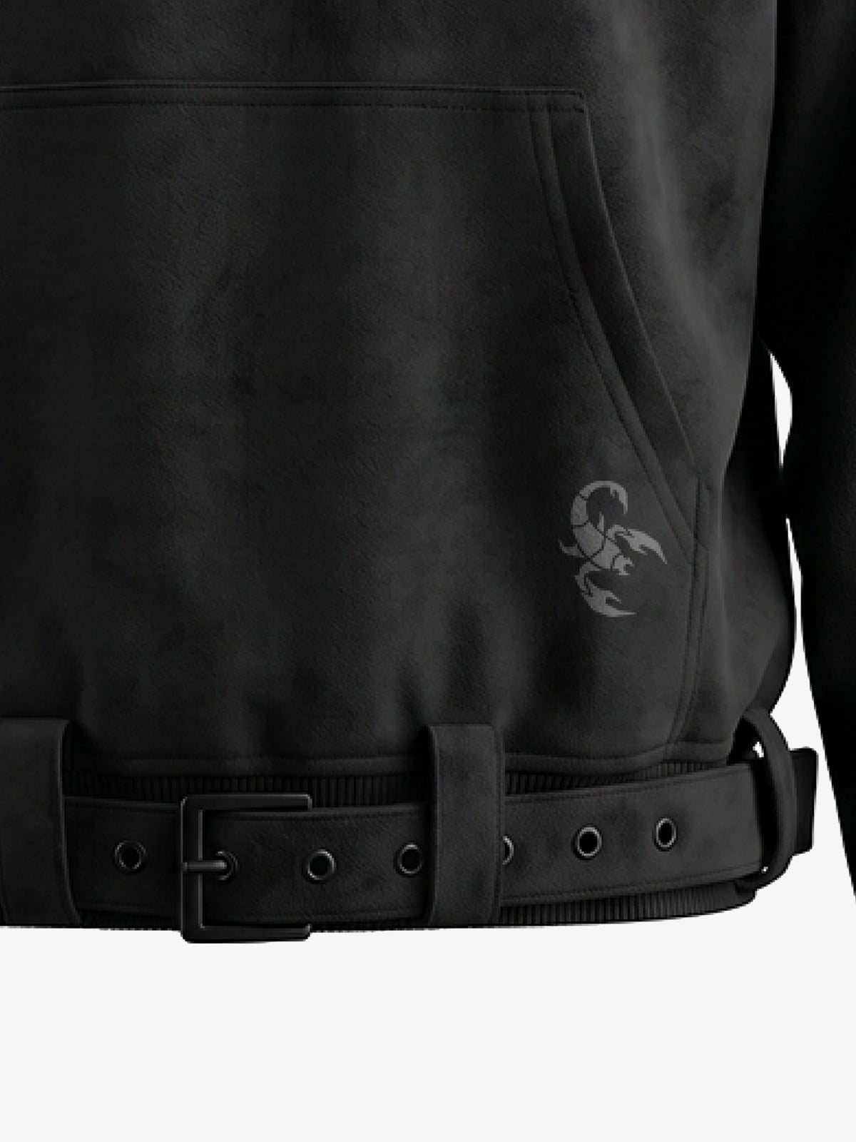 Belt Detail Suede Hoodie