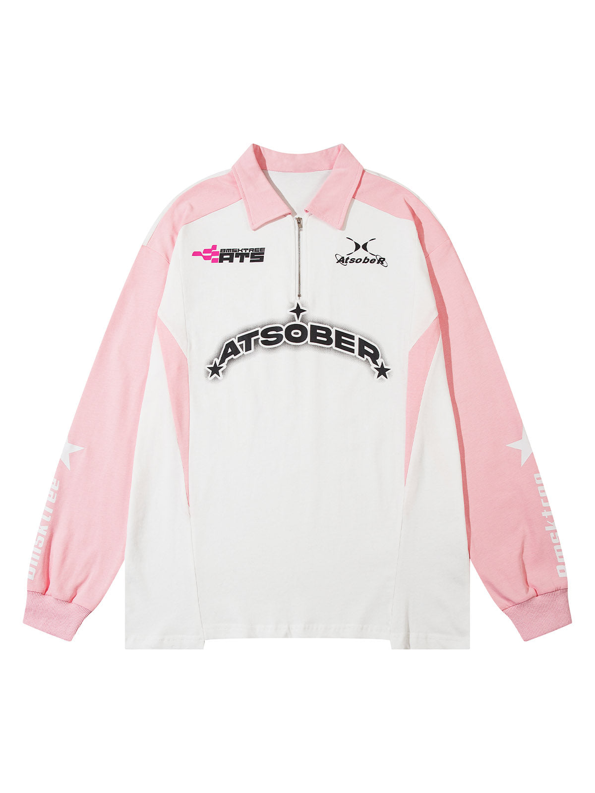 Thesupermade Star Contrast Color Long Sleeve Quarter Zipper Shirt 