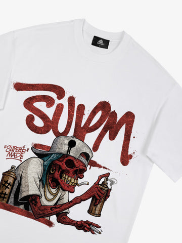 Street Trendy Skull Spray-Paint Graffiti Master T-Shirt 