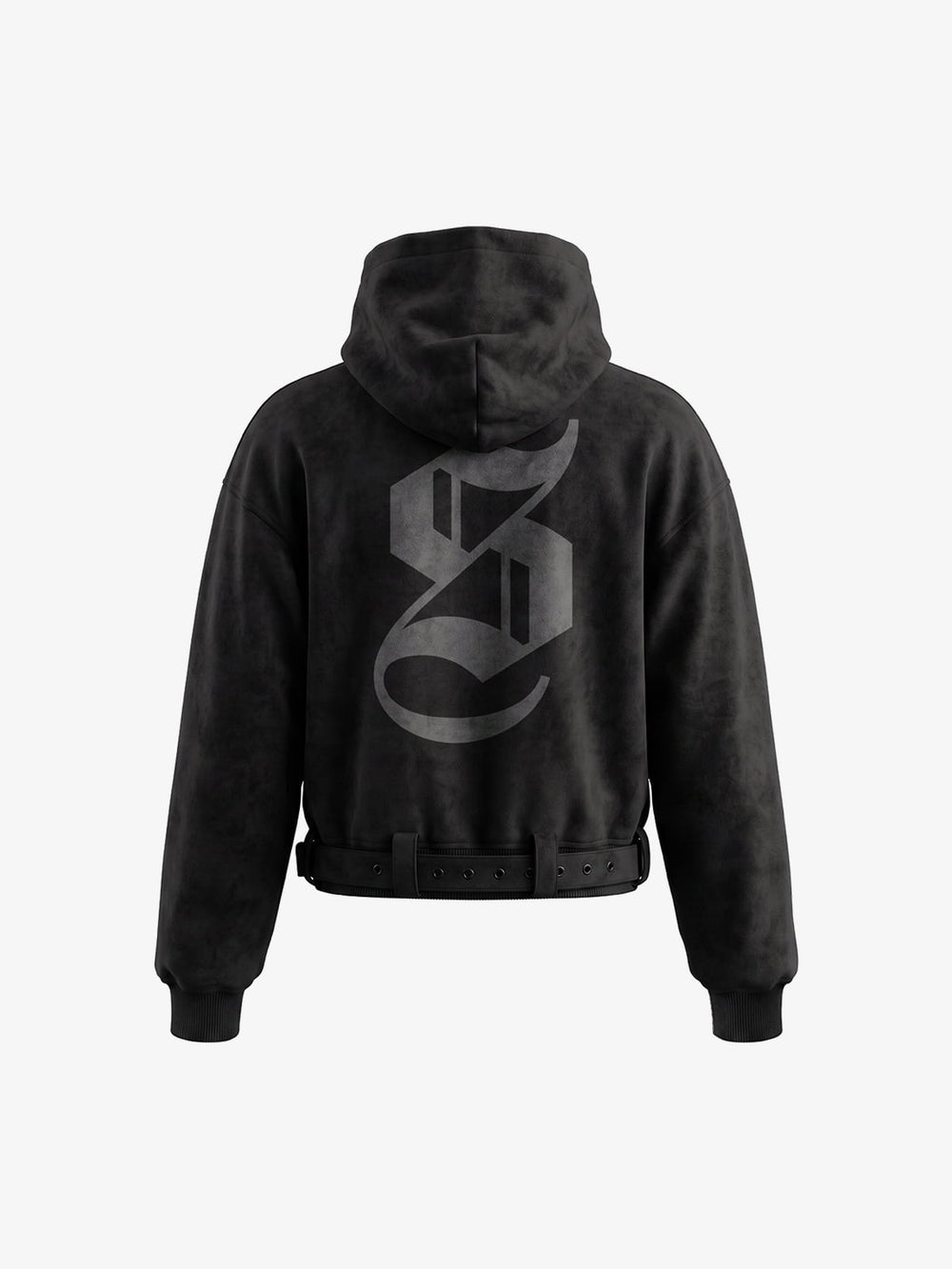 Belt Detail Suede Hoodie