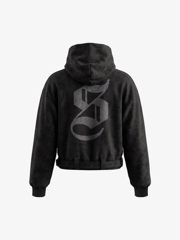 Belt Detail Suede Hoodie