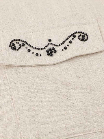 Retro Beaded Detail Short Sleeve Shirt 