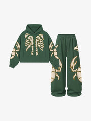Skeleton Scorpion Terry Embroidered Hoodie & Wide-Leg Sweatpants Set