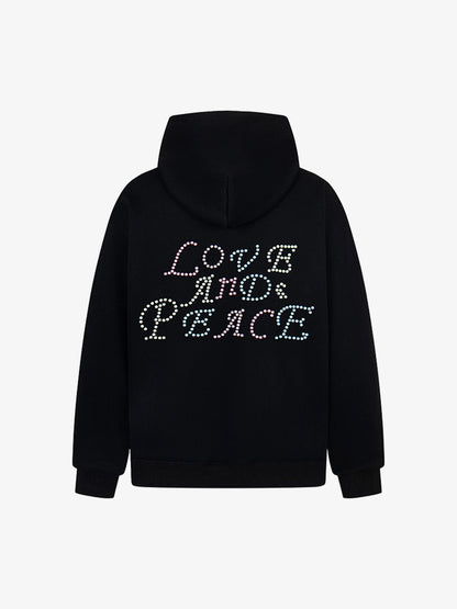 Stylish Hoodie with Embellished "Love and Peace" Design for Everyday Wear 