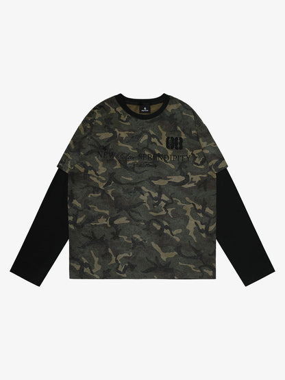 Camouflage Print Layered T-Shirt for Men - Perfect for Casual and Outdoor Wear 