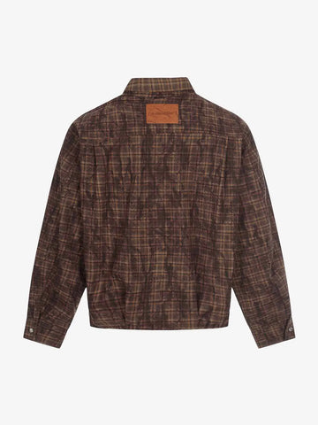 Vintage Washed Plaid Cropped Shirt Jacket 