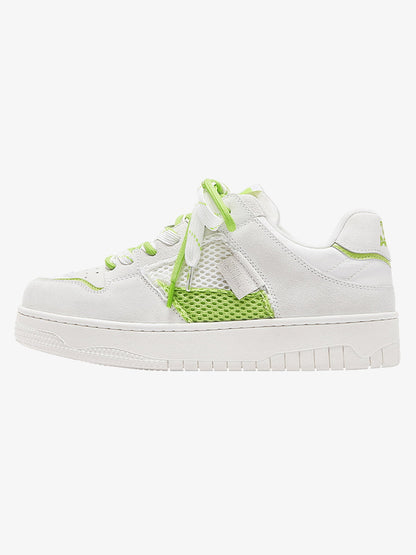 Fashionable Neon Green and White Low-top Sneakers for Everyday Wear 