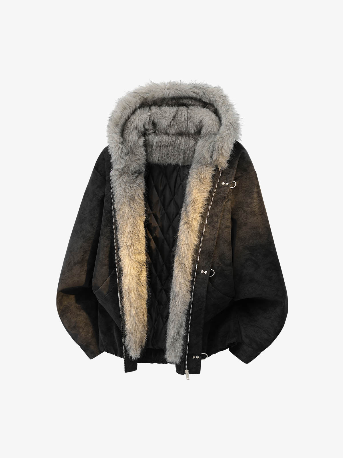 Faux-Fur Collar Aviation Buckle Jacket