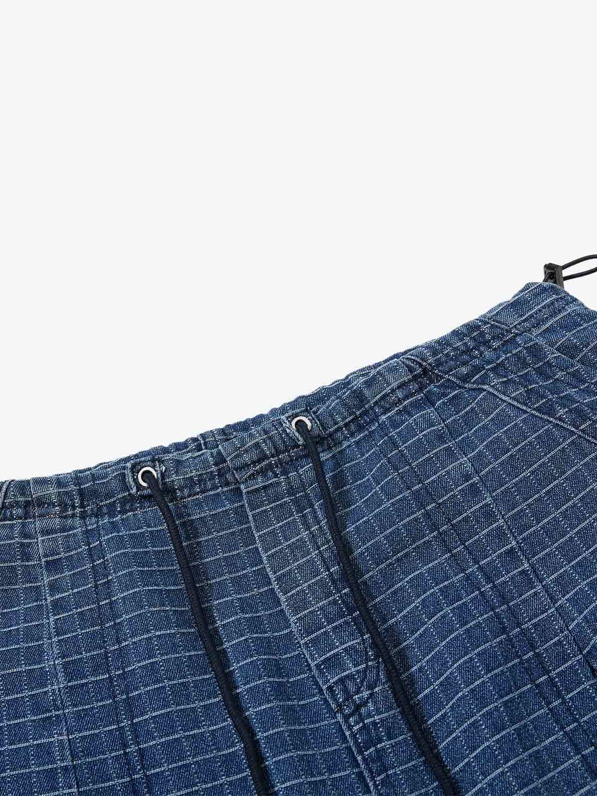 Hose aus Baumwoll-Leinen-Mischgewebe mit Karomuster und Kordelzug