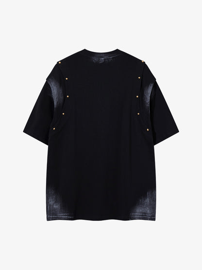 Studded Appliqué Distressed Tee
