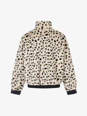 Reversible Spotted Leopard Stand-Collar Fleece Coat