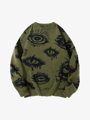Graphic Eye Relaxed Knit Pullover