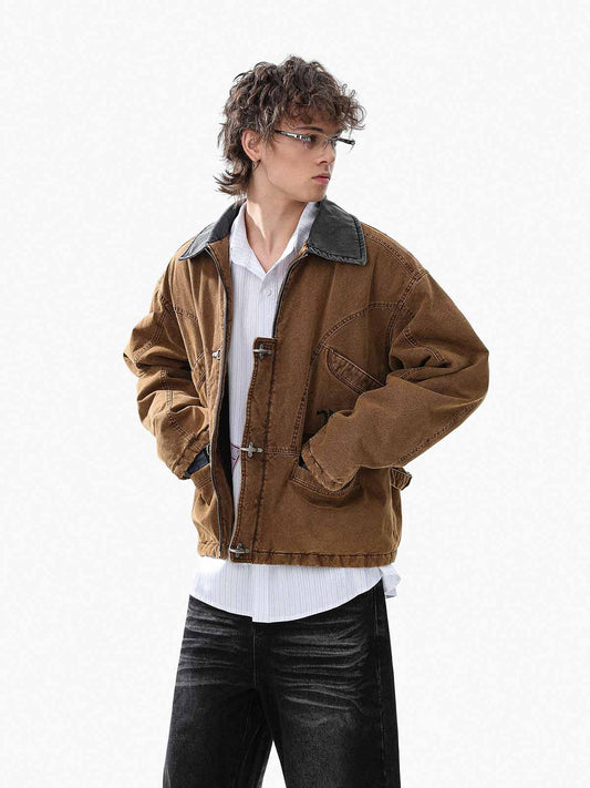 Fireman Clasp Washed Denim Knight Crest Jacket