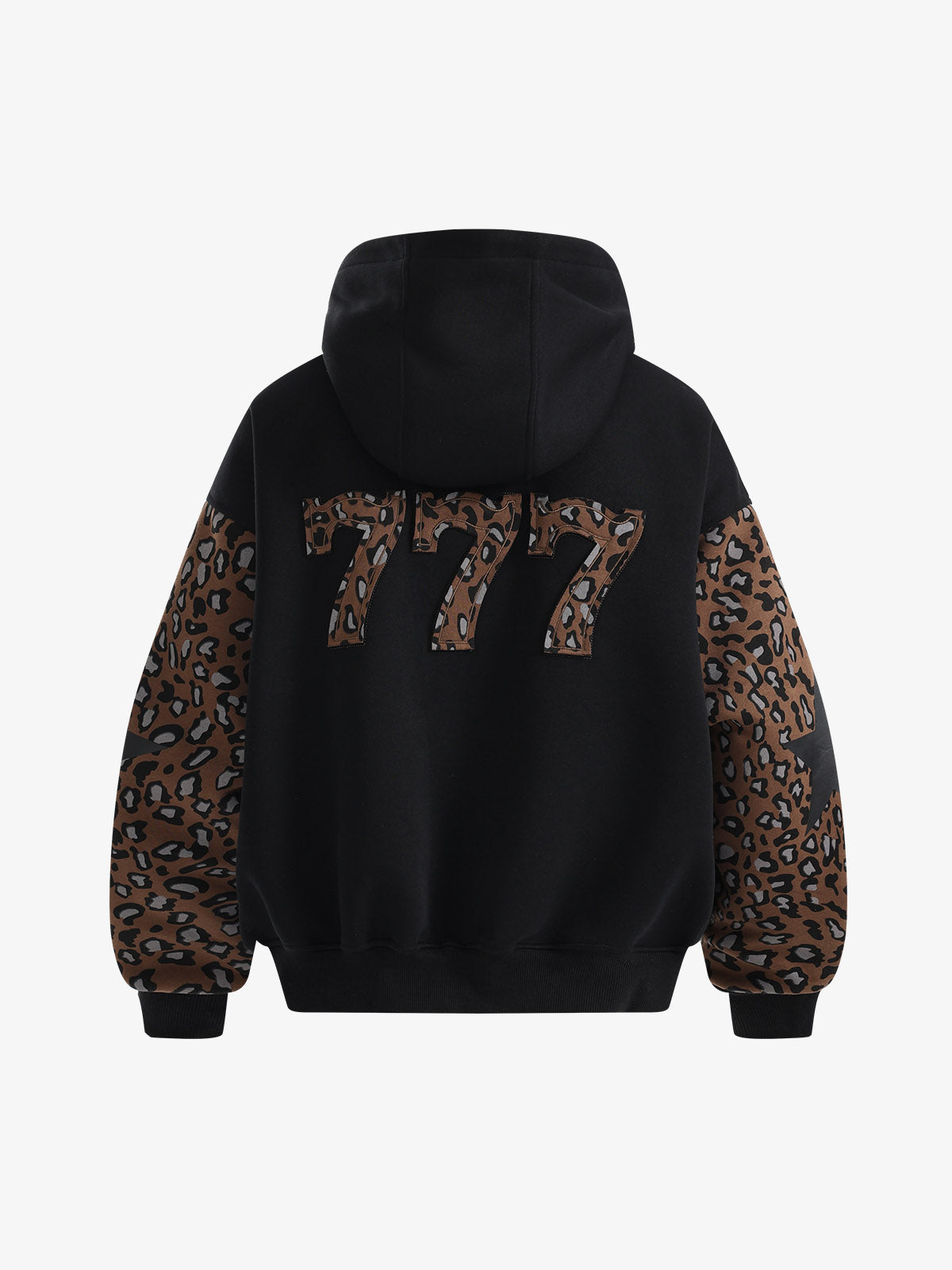 Leopard Patchwork Zip-Up Hoodie