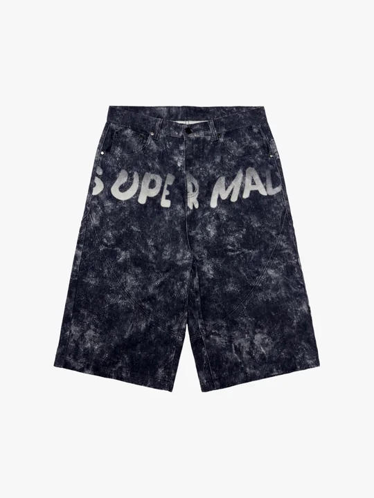 Original Oversized Denim Hoodie And Shorts Set 