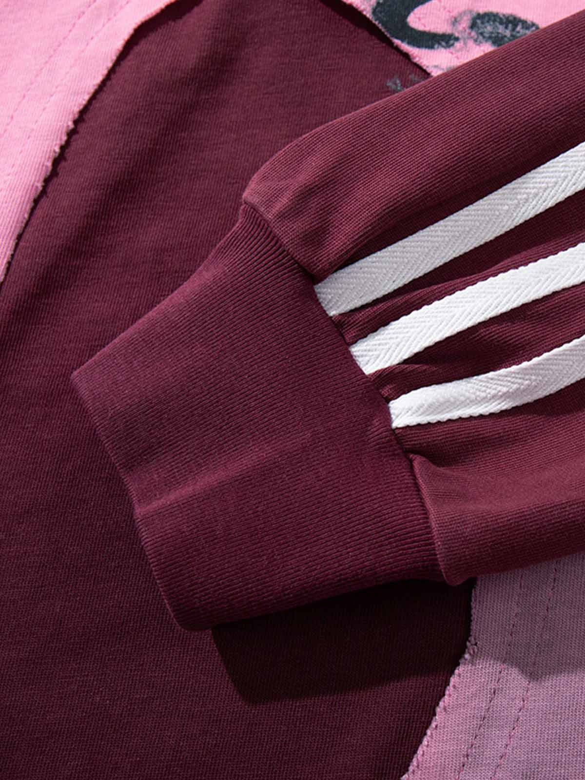 Portrait Graphic Contrast-Stripe Long Sleeve Tee