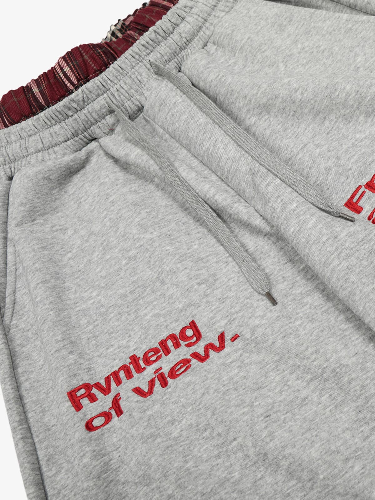 Wide-Leg Lounge Pants with Plaid Waistband and Stylish Lettering 