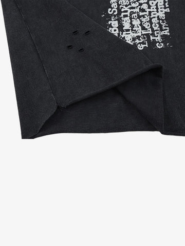 Letter Cross Graphic Distressed Tank Top