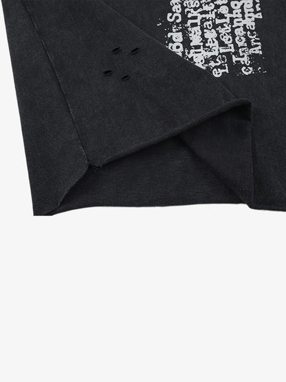 Letter Cross Graphic Distressed Tank Top