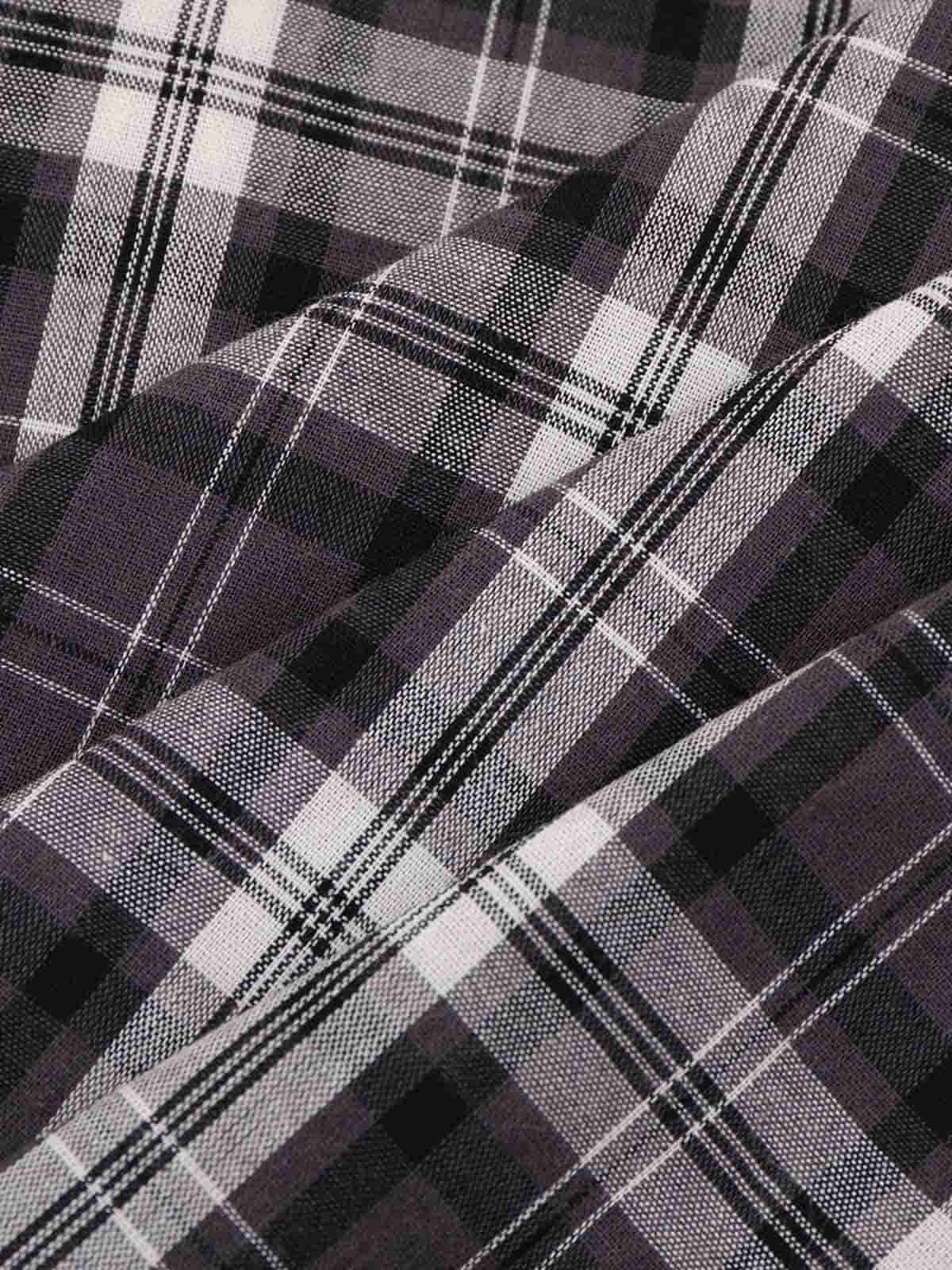 Distressed Graffiti Graphic Plaid Long Sleeve Shirt
