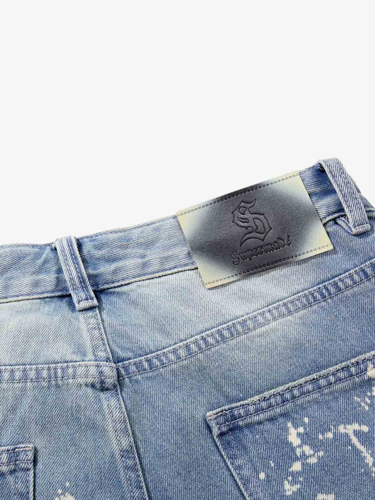 Tie-Dye Distressed Wide Leg Jeans 