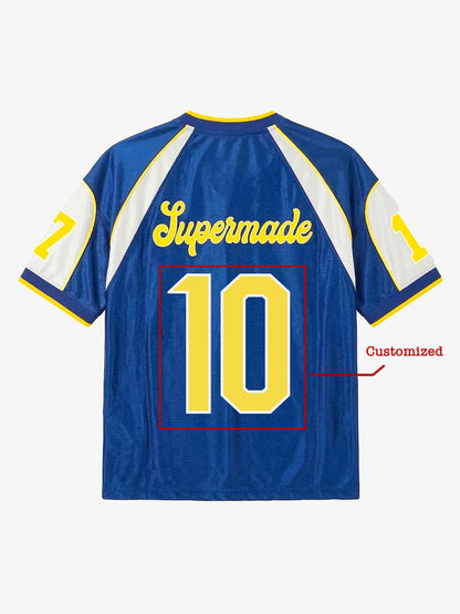 Supermade Blue Color-Blocked Lightning Bolt Pattern Jersey Design Customization 