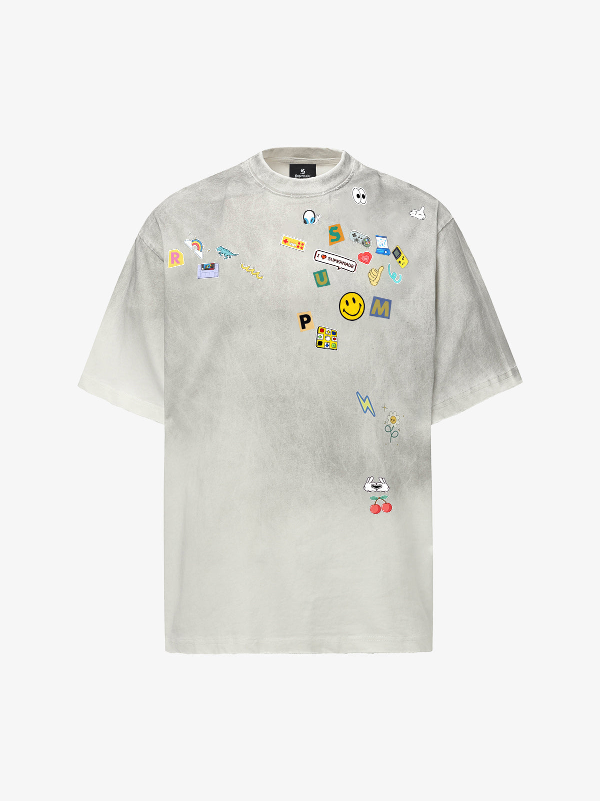 Vintage Gaming Sticker Style Motif Oversized T-Shirt 