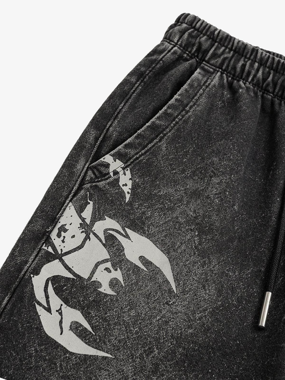 Washed Graphic Distressed Pullover Hoodie & Wide-Leg Sweatpants Set
