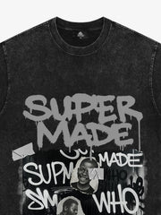 Streetwear Graffiti Character Collage Graphic T-Shirt 