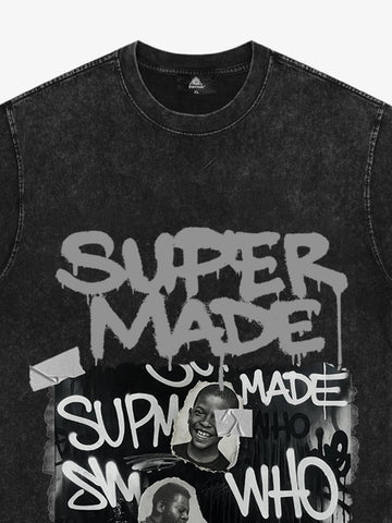 Streetwear Graffiti Character Collage Graphic T-Shirt 