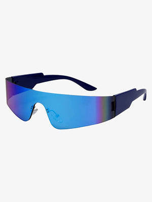 Stylish Rainbow Reflective Shield Sunglasses for Outdoor Activities 