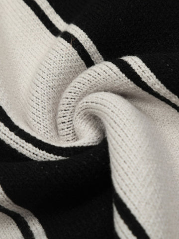 Crest Embroidered Striped Polo Sweater